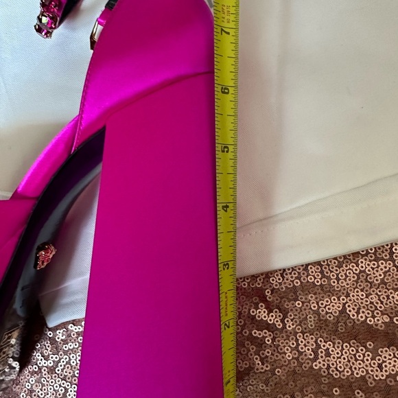Versace Sandals Sz 8 Pink. Authentic Aevitas Medusa Crystal Ankle-Strap Platform - Picture 13 of 17